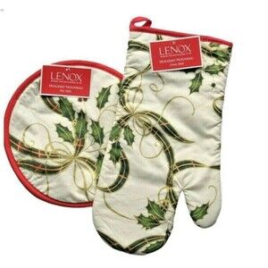 Lenox Christmas Oven Mitt Potholder Set of 2 Holiday Nouveau Hot Pad Quilted